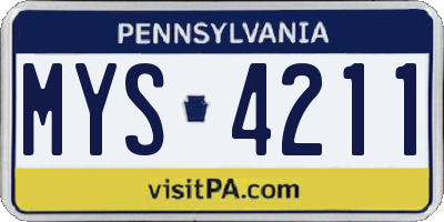 PA license plate MYS4211