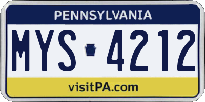 PA license plate MYS4212