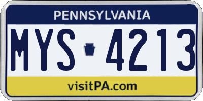 PA license plate MYS4213