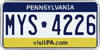 PA license plate MYS4226