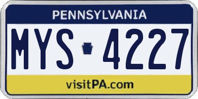PA license plate MYS4227