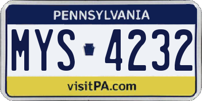 PA license plate MYS4232