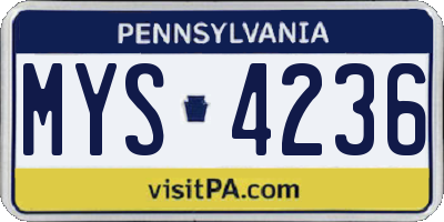 PA license plate MYS4236