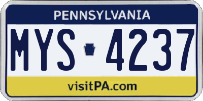 PA license plate MYS4237