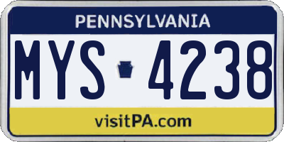 PA license plate MYS4238