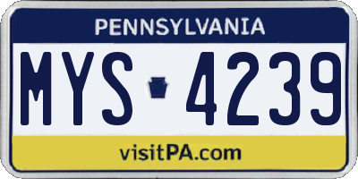 PA license plate MYS4239