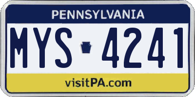 PA license plate MYS4241