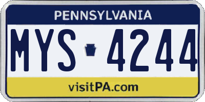 PA license plate MYS4244