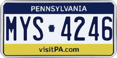 PA license plate MYS4246