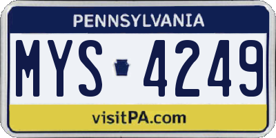 PA license plate MYS4249
