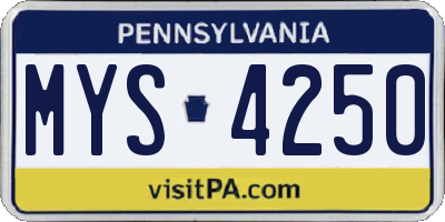 PA license plate MYS4250