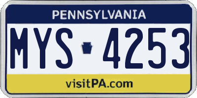 PA license plate MYS4253