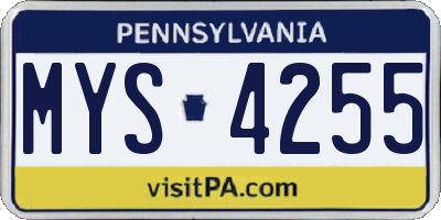 PA license plate MYS4255