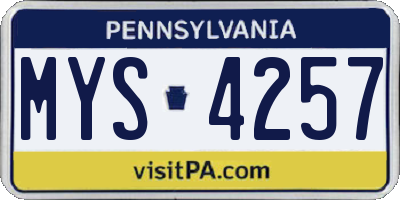 PA license plate MYS4257