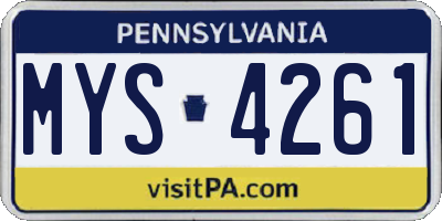 PA license plate MYS4261