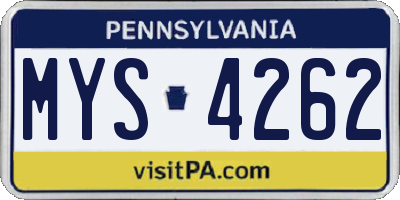 PA license plate MYS4262