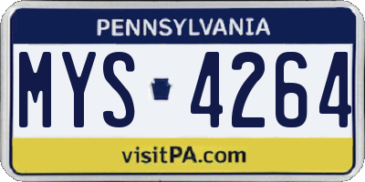 PA license plate MYS4264