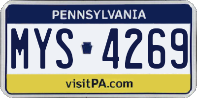 PA license plate MYS4269