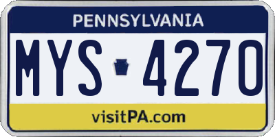 PA license plate MYS4270