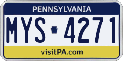 PA license plate MYS4271