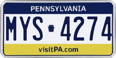 PA license plate MYS4274