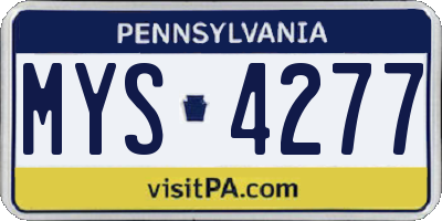 PA license plate MYS4277
