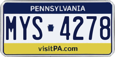PA license plate MYS4278