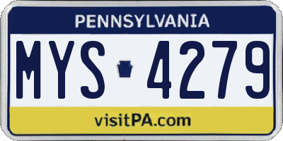 PA license plate MYS4279