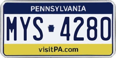 PA license plate MYS4280