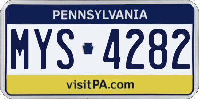 PA license plate MYS4282
