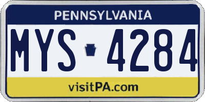 PA license plate MYS4284