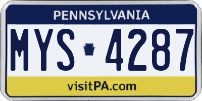 PA license plate MYS4287