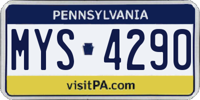 PA license plate MYS4290