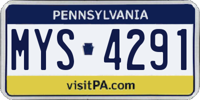 PA license plate MYS4291