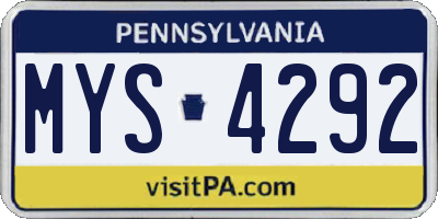 PA license plate MYS4292