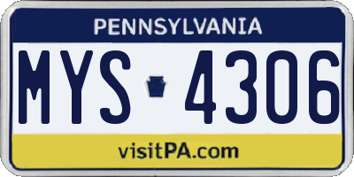 PA license plate MYS4306