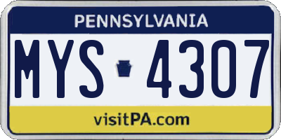 PA license plate MYS4307