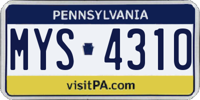 PA license plate MYS4310