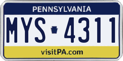 PA license plate MYS4311