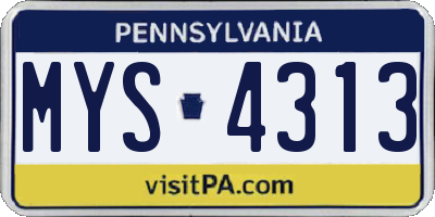 PA license plate MYS4313