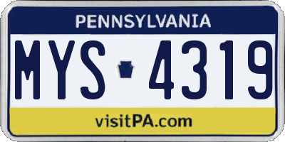PA license plate MYS4319