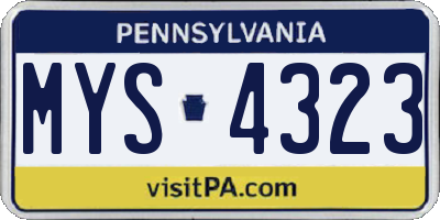 PA license plate MYS4323
