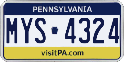 PA license plate MYS4324