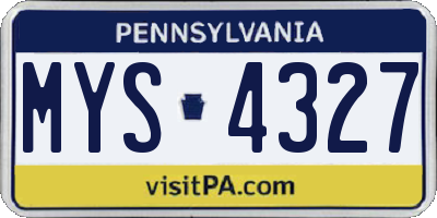 PA license plate MYS4327