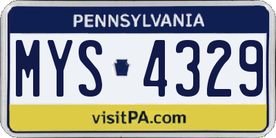PA license plate MYS4329