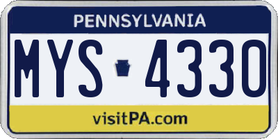 PA license plate MYS4330