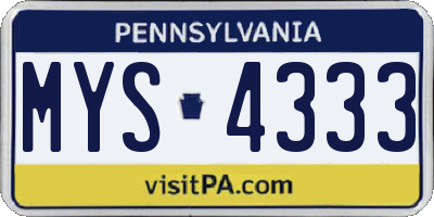 PA license plate MYS4333