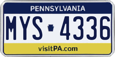 PA license plate MYS4336