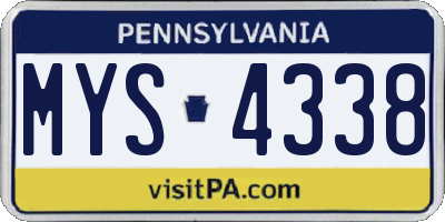 PA license plate MYS4338
