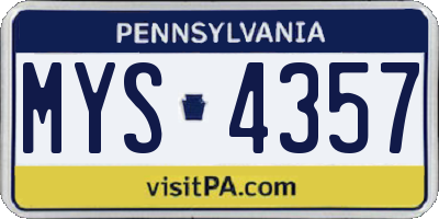 PA license plate MYS4357